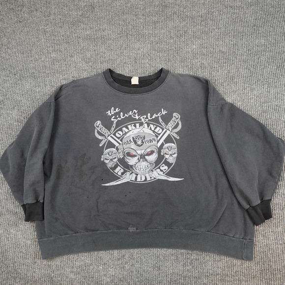 Mickey Unlimited Other - Vintage Oakland Raiders Sweatshirt Mens 3XL Black NFL Mickey Unlimited 90s